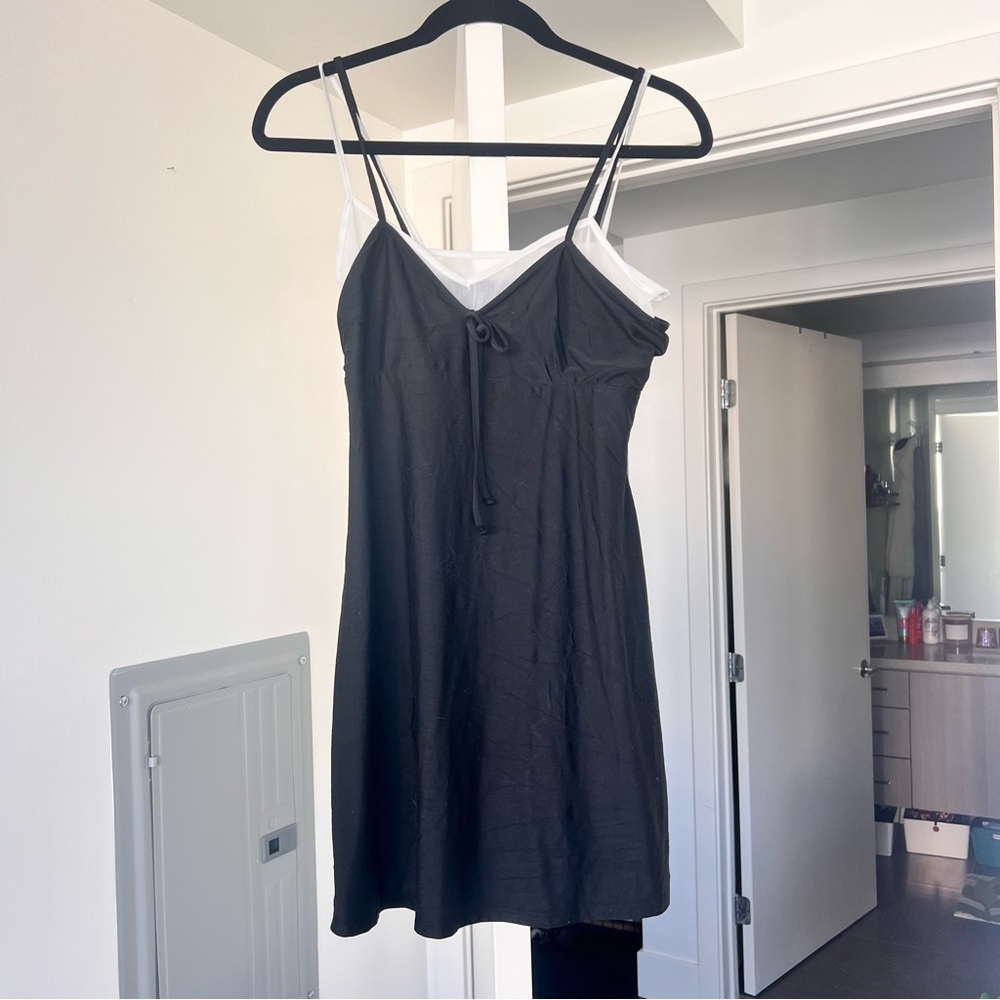 Double Layered Black & White Mini Dress- M